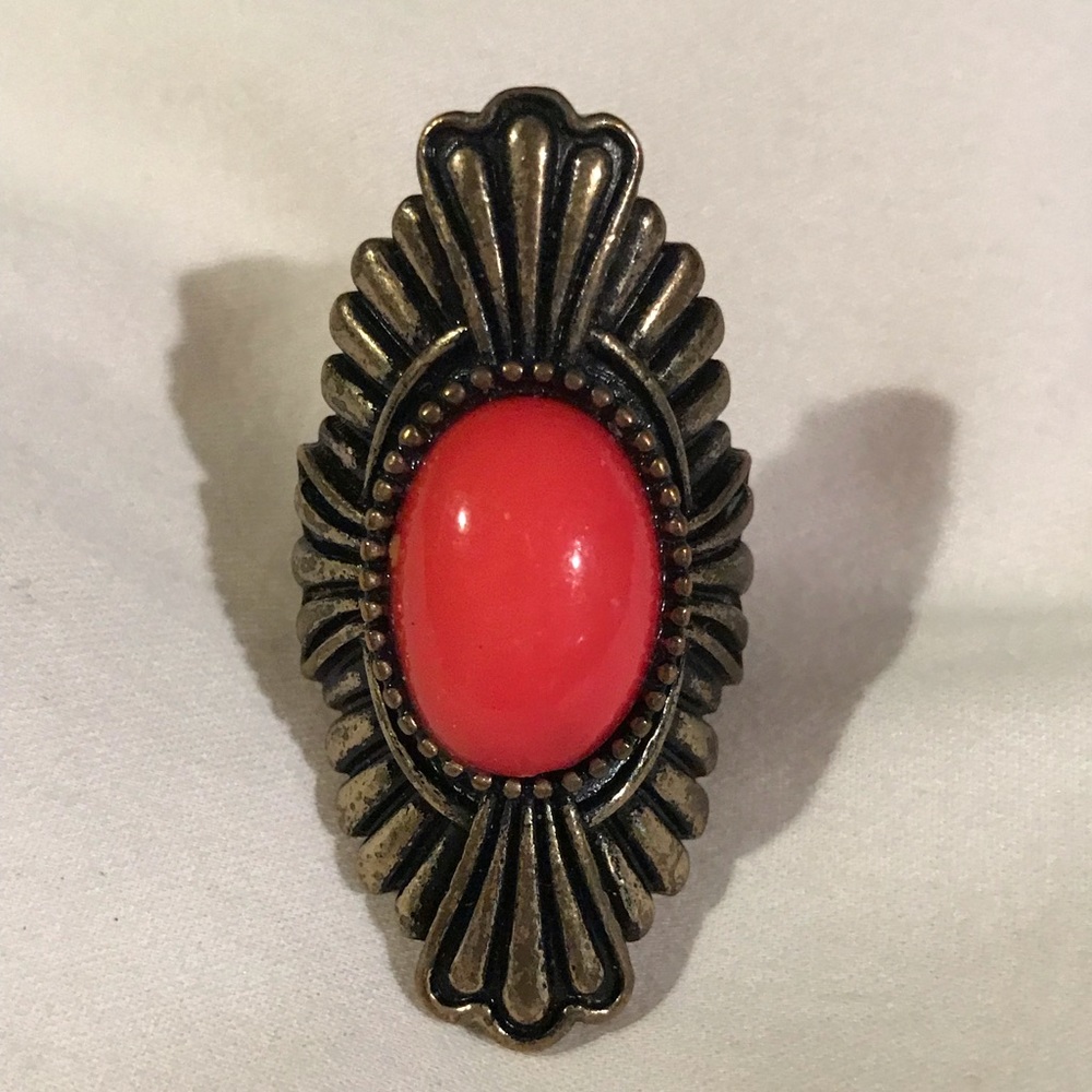 GOLD AND ORANGE STATEMENT RING